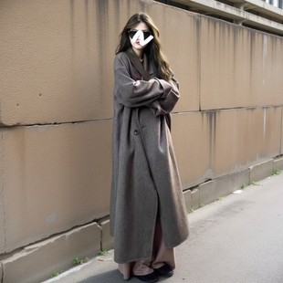 呢子外套 秋冬加厚韩系大码 高个子到脚踝毛呢大衣女超长款 2025新款