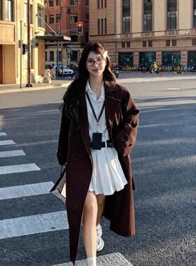 高个子大码风衣外套女到脚踝2026春秋新款英伦风时尚显瘦长款大衣