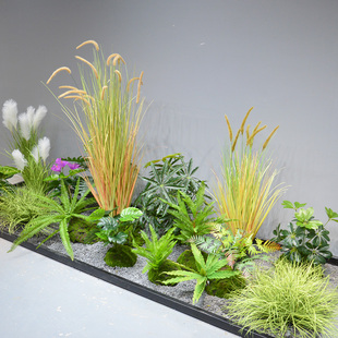 仿真蒲草植物球套装灌木仿真芦苇景观橱窗狗尾芦苇草室内假草盆栽