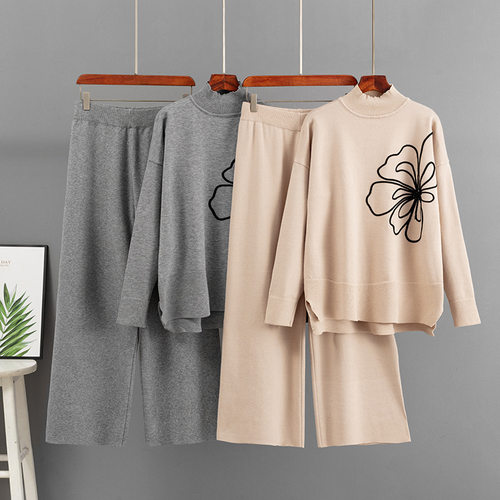 2025秋冬新款时尚休闲运动套装女宽松显瘦卫衣阔腿裤两件套