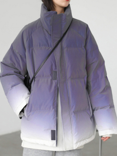 CHICVEN科技感反光渐变羽绒服女立领加厚面包服外套冬季 2023新款