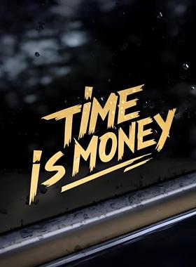 Time is Money时间是金钱个性创意汽车电动摩托车PVC三角窗装饰贴