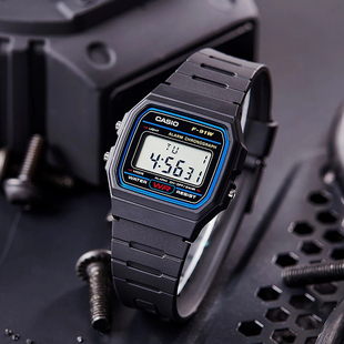 CASIO卡西欧手表小方块复古学生防水男女电子手表中性小方表f91w