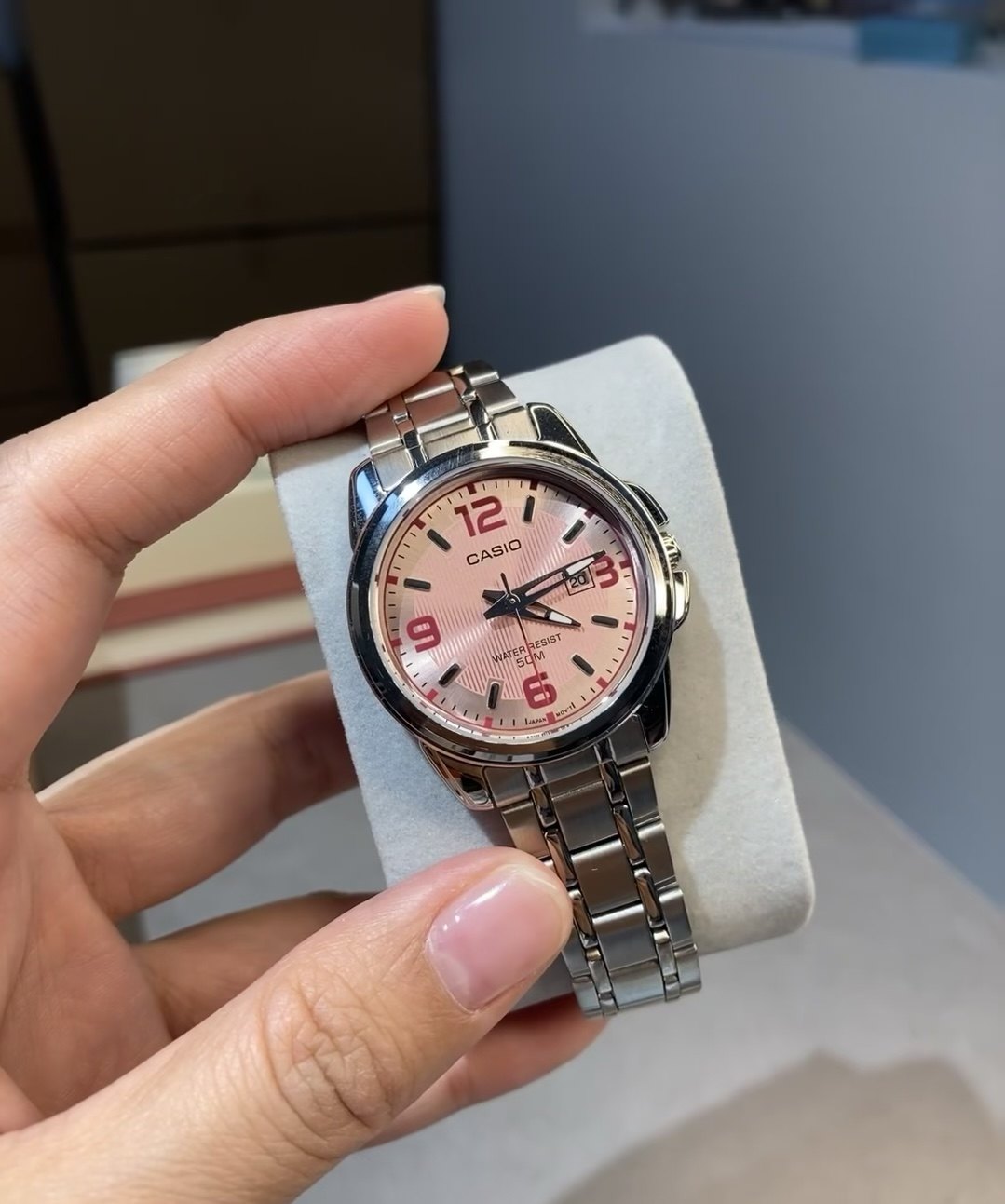 Casio卡西欧粉色复古小众女士石英手表LTP-1314D-5A