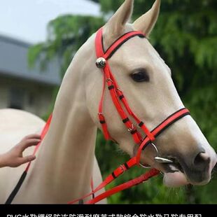 PVC带鼻革水勒缰绳结实耐用防冻彩色马叉子马具马术用品