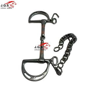 黄铜管马衔铁带链条佩勒姆口衔马术用品马衔不锈钢马嚼子叉口