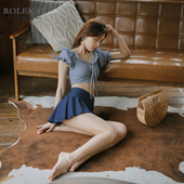 泡温泉显瘦绝美 少女绑带保守裙式 洛丽卡 分体泳衣女2026年新款