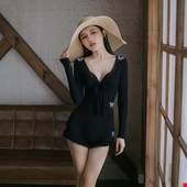 洛丽卡泳衣女款 聚拢蝴蝶复古温泉 保守显瘦修身 2025新款 连体长袖