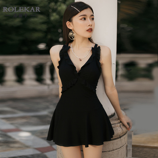 洛丽卡 泳衣女连体2025年新款高级感纯欲气质保守温泉遮肚比基尼