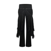 Nodress 黑色裙摆针织修身 微喇长裤 秋冬紧身带裙摆休闲裤 女