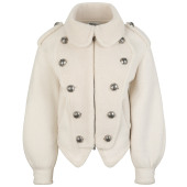 白色针织羊羔毛里拿破仑双排扣外套 Nodress 秋冬高级感上衣