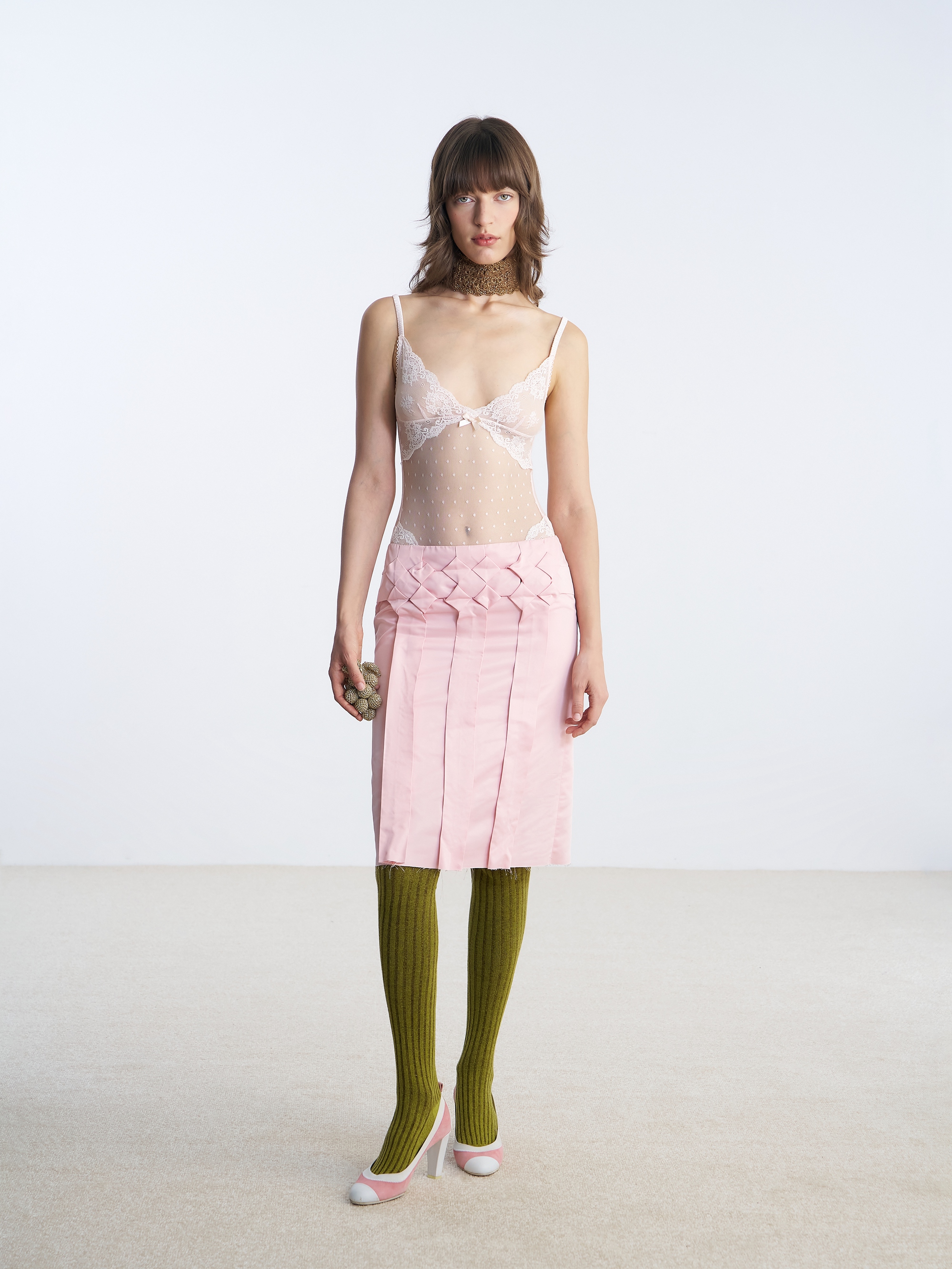 【季末七折】Nodress 原创设计粉色手工花褶裙裤编织百褶中裙