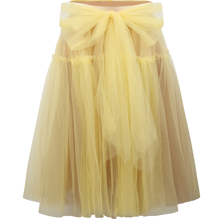 Nodress 黄色蝴蝶结网纱芭蕾长半身裙