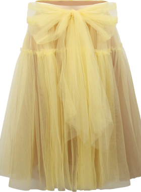 【Nodress】【赵佳丽同款】黄色蝴蝶结网纱芭蕾长半身裙
