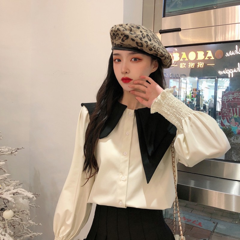 Real price sweet age reduction retro princess style irregular baby collar shirt girl