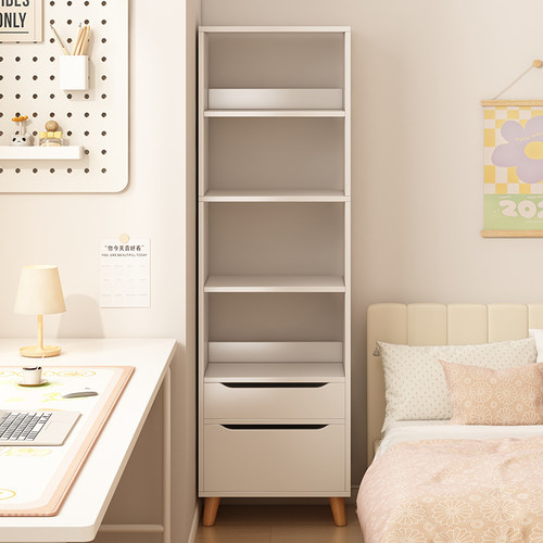 书柜家用现代简约带门防尘窄缝置物架客厅落地多层简易柜子收纳柜