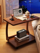 可移动床边桌卧室家用简易电脑桌子工作台小户型带轮书桌翻盖边几