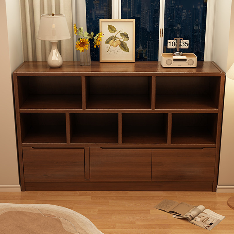 书架落地置物架实木柜子靠墙一体收纳柜收纳格子柜矮柜飘窗展示架,住宅家具,书架,淘宝优惠券,粉丝福利购,淘宝优惠卷