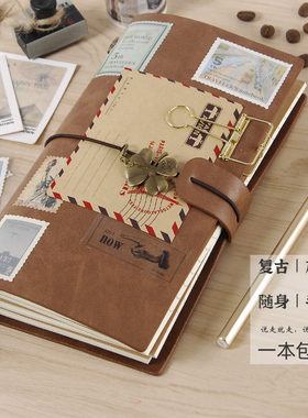 tn旅行手帐本复古随身笔记记录本皮日记本活页创意文具旅游手账本