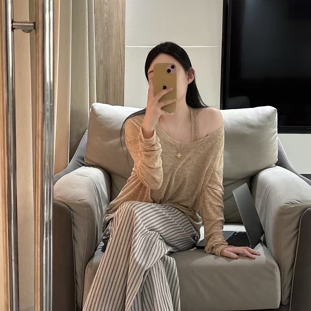 松弛感罩衫薄纱上衣背心两件套