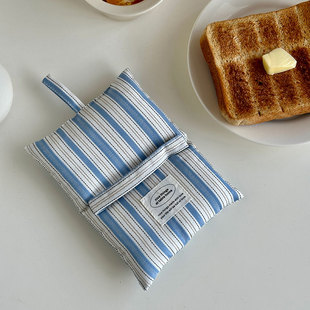 拍摄道具 隔热垫防烫垫 nicethings 韩风ins全棉蓝色条纹夹棉杯垫