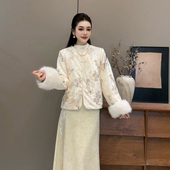 宽松唐装 新款 棉袄 国风刺绣提花羽绒棉服外套女冬季 新中式