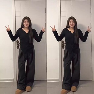 打底衫 特大码 显瘦上衣 新款 t恤女秋冬季 胖mm2 300斤设计感简约长袖