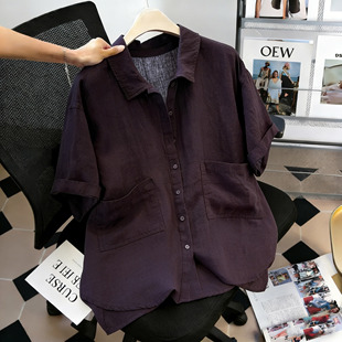 女胖mm夏季 特大码 300斤POLO领纽扣短袖 衬衫 休闲百搭T恤上衣女 新款