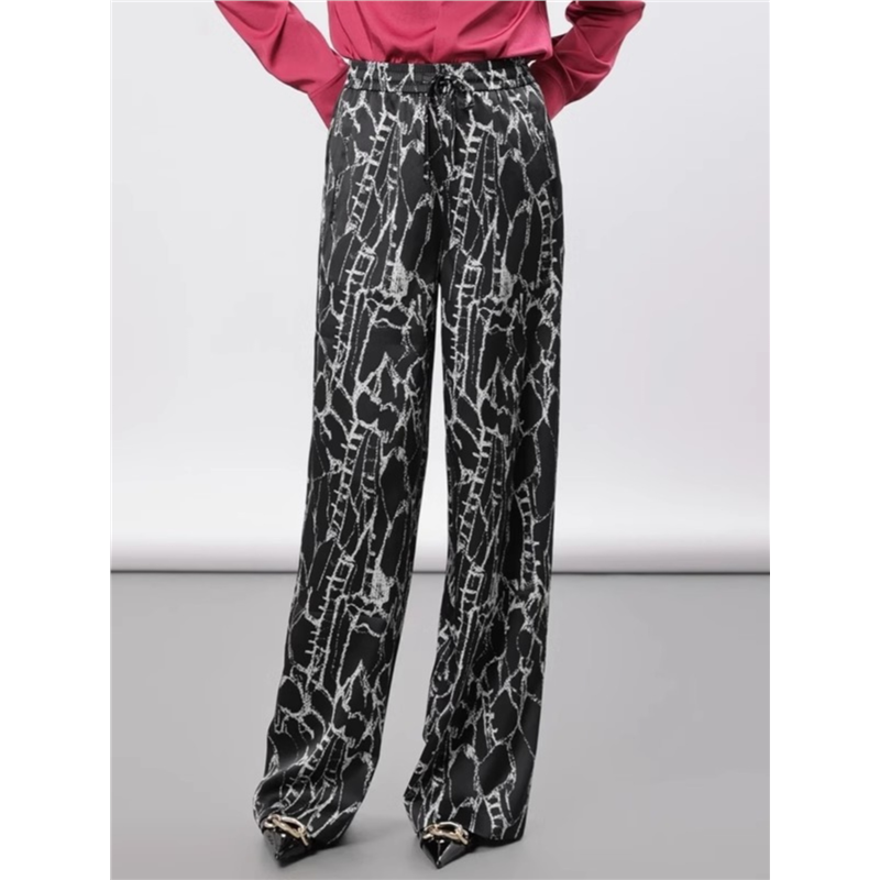 松紧腰直筒阔腿裤子新品