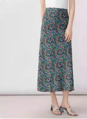 欧阿玛施女装2025新款气质高腰显瘦碎花中长款鱼尾半身裙5200260