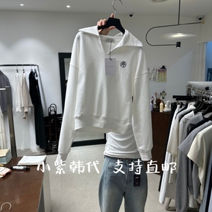 BETHEL韩国东大门代购2026春款女装新款纯色翻领长袖卫衣女