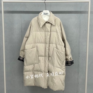 韩国东大门代购HELDER-P 25冬女装新款系扣翻领长款鸭绒服外套女