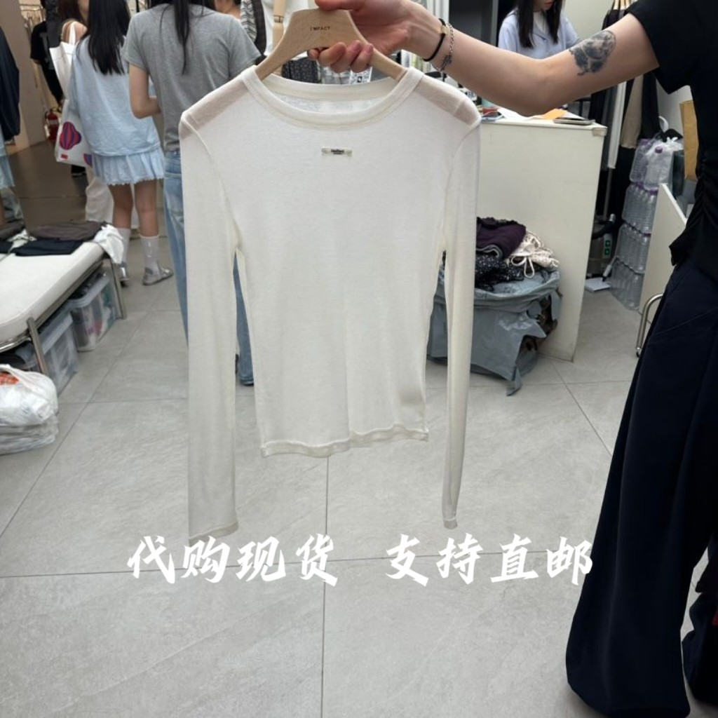 MFACT韩国东大门2026秋季新款女装亲肤百搭纯色圆领长袖T恤女图片