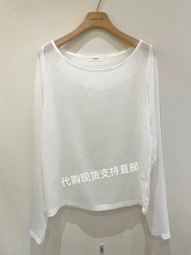 韩国东大门代购OBSESS 26夏新款纯色圆领宽松百搭长袖蕾丝衫女