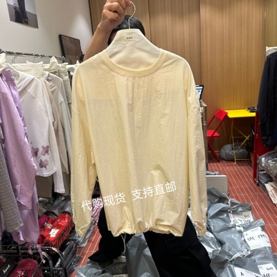包邮EEE 韩国正品东大门 26秋新款下摆抽绳圆领净版宽松长袖T恤女