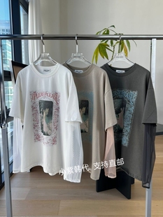 韩国东大门代购ZEROZERO 2026春新款字母印花宽松拼接长袖T恤女