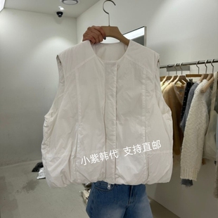 韩国东大门代购REPELLER 26春新款时尚百搭圆领两穿鸭绒马甲外套