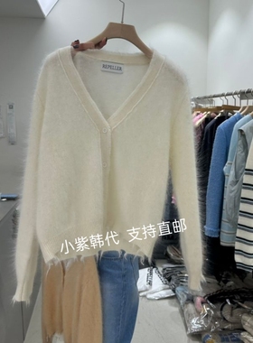 韩国东大门代购REPELLER 26春新款时尚软糯百搭V领系扣针织开衫女