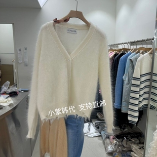 韩国东大门代购REPELLER 26春新款时尚软糯百搭V领系扣针织开衫女