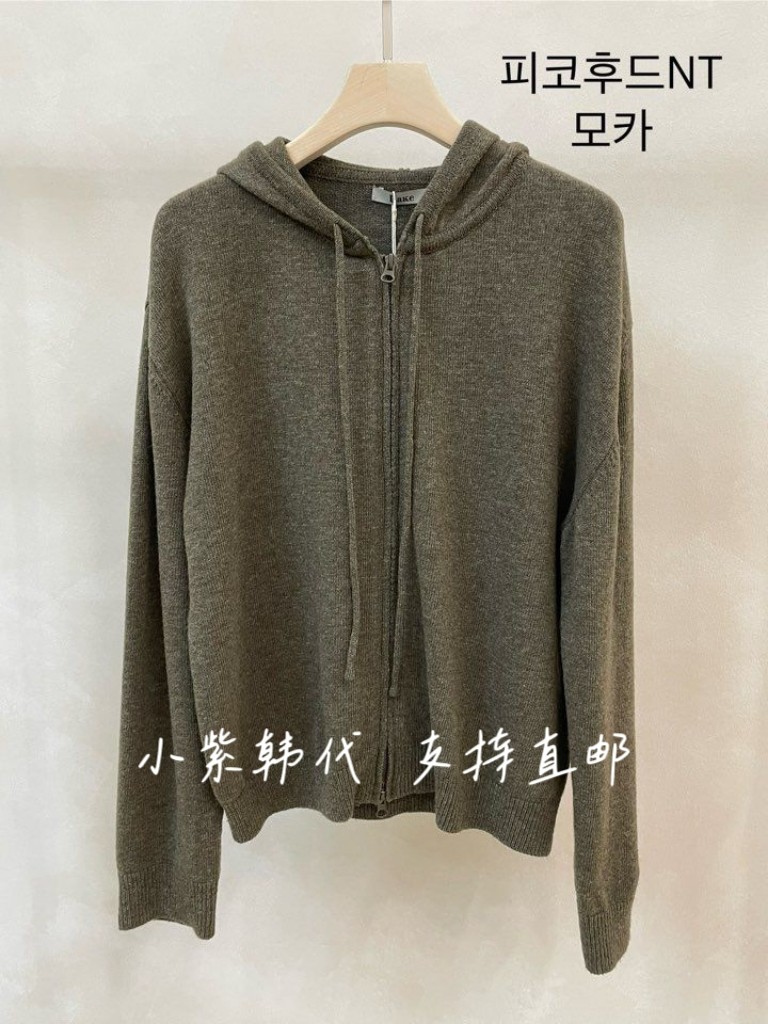 LAKE-A韩国东大门代购2025秋冬女装新款连帽拉链长袖针织开衫