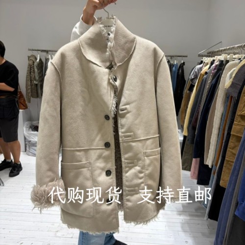 韩代BREATHE韩国东大门2026秋冬新款时尚百搭翻领一体绒短外套女