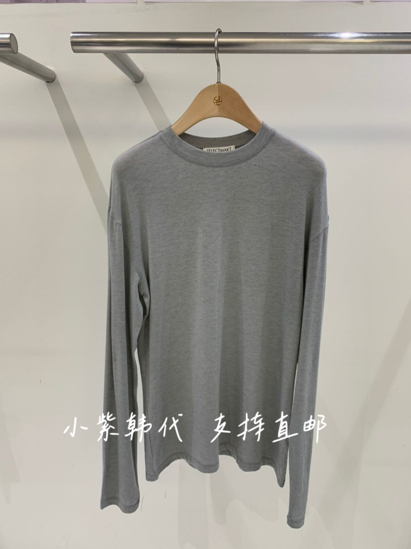 SELECT MARKET韩国东大门代购2025秋冬新款时尚百搭圆领长袖T恤女