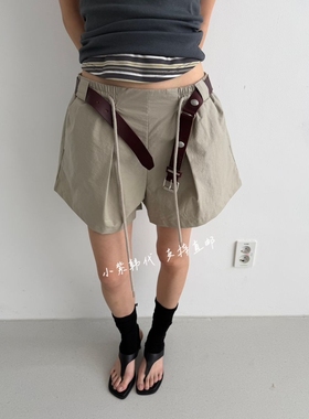 MINIMUZE 韩国东大门代购 26春夏新款松紧腰百搭捏褶显瘦短款女