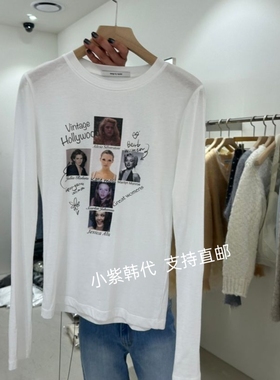 韩国东大门代购REPELLER 26春新款时尚百搭圆领印花长袖T恤女