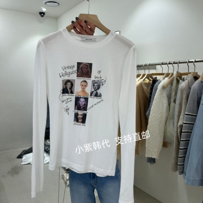 韩国东大门代购REPELLER 26春新款时尚百搭圆领印花长袖T恤女