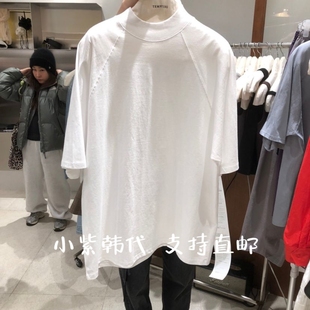 TEMPTING韩国东大门代购2026春女装新款纯色圆领插肩袖短袖T恤女