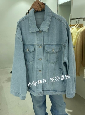 韩国东大门 代购REPELLER 26春新款时尚百搭翻领系扣牛仔外套女