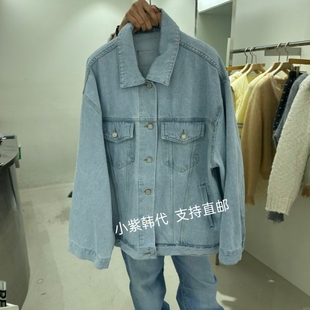 韩国东大门 代购REPELLER 26春新款时尚百搭翻领系扣牛仔外套女