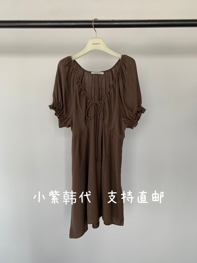 UNDERSO-N韩国东大门代购2026春夏女装新款时尚洋气V领短袖连衣裙