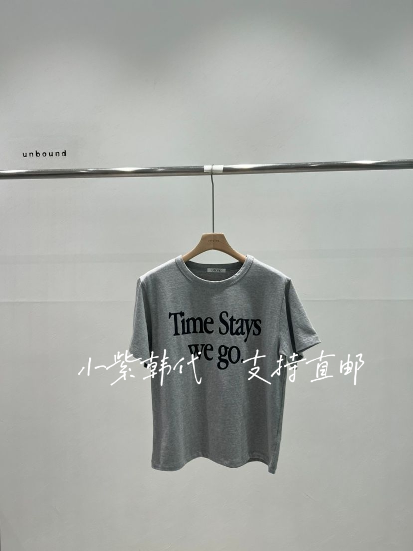 UNBOUND～韩国正品东大门代购25春夏简约短款显瘦圆领字母百搭T恤